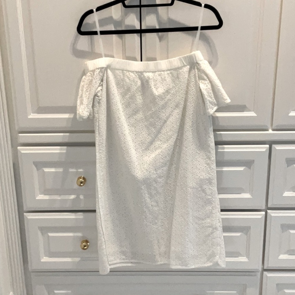 White eyelet off the shoulder summer dress